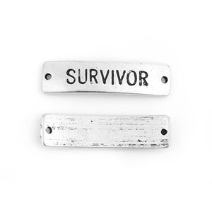 Survivor Pendant Connector Pendant Antiqued Silver Word Charm Word Pendant Link Bracelet Connector 34mm
