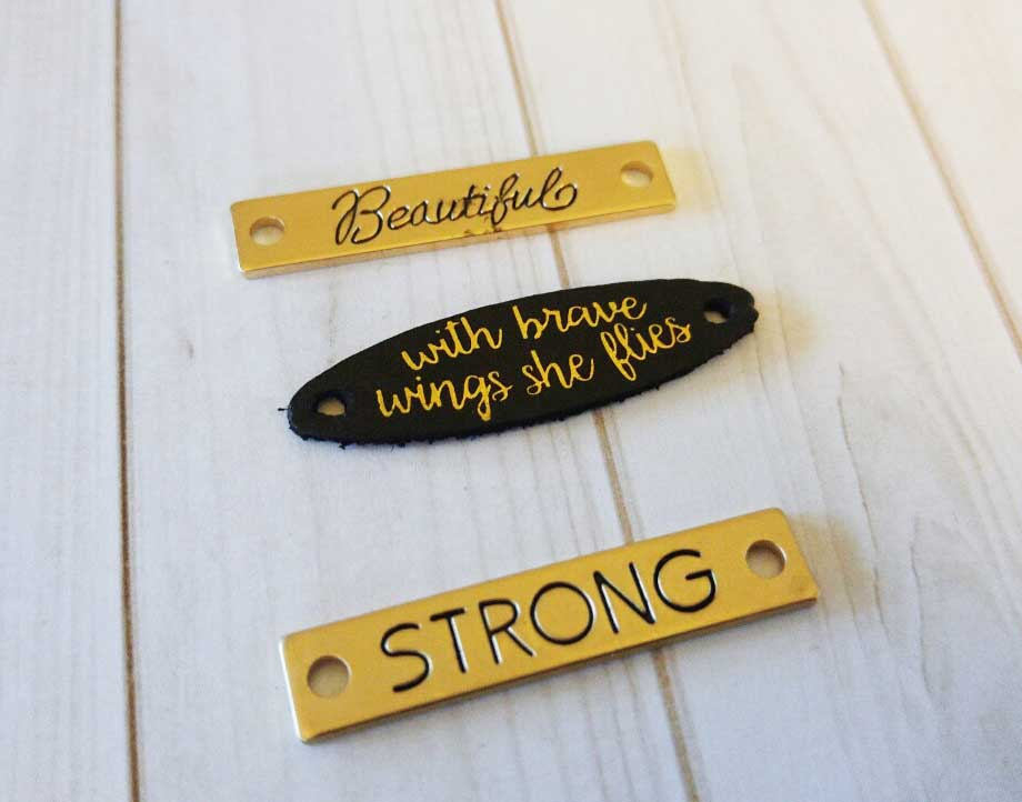 Quote Connectors Quote Pendants Word Pendants Quote Links With Brave Wings She Flies Pendant Strong Charm Leather Charm Gold Black PREORDER