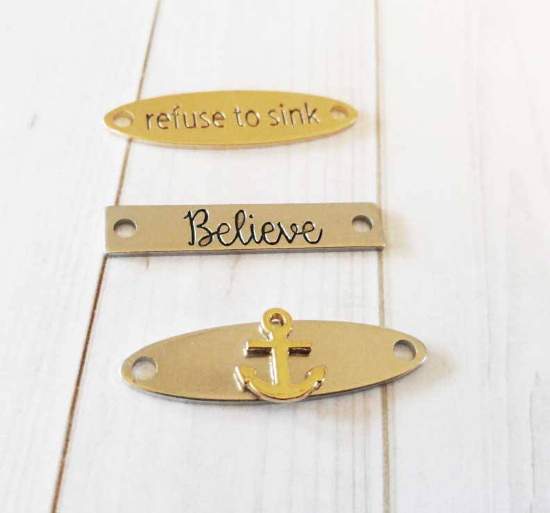 Quote Connectors Quote Pendants Word Pendants Quote Links REFUSE TO SINK Charm Believe Pendants Anchor Connector