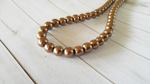 Brown Beads Medium Brown Beads 8mm Glass Beads 8mm Glass Pearl Beads Glass Pearls Metallic 8mm Beads BULK Beads Wholesale Beads 110 pieces