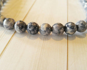 Jade Beads Gemstone Beads 8mm Beads Faux Ocean Jasper Grey Black White Beads 10 pieces Swirled Beads