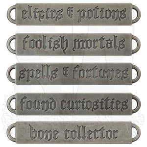 Quote Pendant Connectors Antiqued Silver Oil Brushed Finish Halloween Word Pendants Word Bands 5pcs