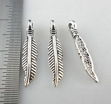 Load image into Gallery viewer, Feather Charms Antiqued Silver Feather Pendants BULK Charms Wholesale Charms Western Charms Boho Charms 90 pieces