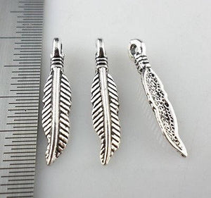 Feather Charms Antiqued Silver Feather Pendants BULK Charms Wholesale Charms Western Charms Boho Charms 90 pieces