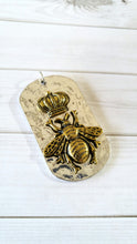 Load image into Gallery viewer, Queen Bee Pendant Dog Tag Pendant Two Tone Pendant Antiqued Gold Antiqued Silver Queen Bee Charm PREORDER