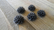 Load image into Gallery viewer, Flower Cabochons 20mm Resin Flowers Black Flower Cabochons Large Mum Cabochons Chrysanthemum Flatbacks Spring Mix Flat Back Cabochons 5pcs