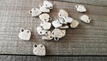 Load image into Gallery viewer, Jewelry Tags Heart Charms MADE WITH LOVE Charms Word Charms Antiqued Silver Heart Tags Made with Love Heart 19 pieces