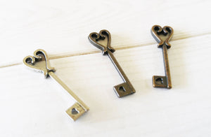 Heart Key Charms Key Pendants Heart Keys Assorted Keys Skeleton Keys Heart Skeleton Key Antiqued Silver Antiqued Copper Black Keys 6pcs