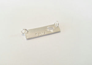 Texas Pendant Silver Bar Pendant Connector with Jump Rings Stamped Texas Charm Bar Charm Necklace Connector Link 1"