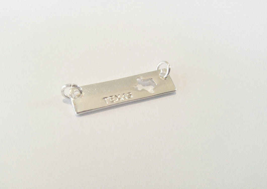 Texas Pendant Silver Bar Pendant Connector with Jump Rings Stamped Texas Charm Bar Charm Necklace Connector Link 1