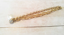 Load image into Gallery viewer, Gold Chain Findings Rolo Chain Cable Chain Freshwater Pearl Dangle Rhinestone Charm Gold Findings Bracelet Findings