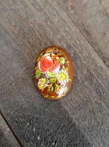 Oval Cabochon 18x13 Resin Cabochon Japanese Tensha Cabochon Floral Flatback Oval Domed Brown PREORDER