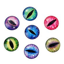 Load image into Gallery viewer, Eye Cabochons Round Glass Cabochons 25mm Flat Back Cabochons Dragon Eye Flatbacks Assorted 6pcs