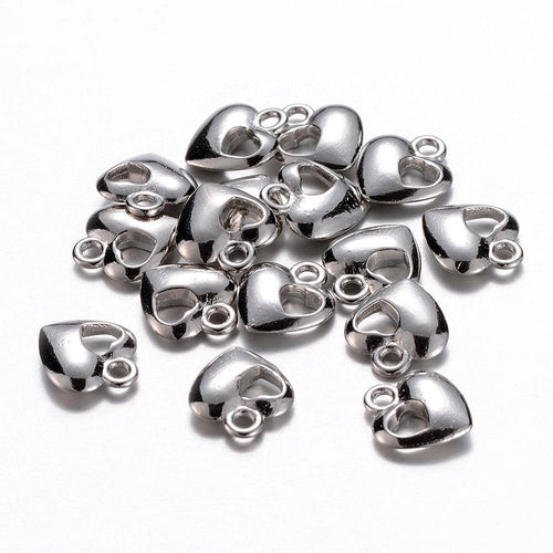 Heart Charms Silver Heart Charms Bulk Charms Silver Charms Wholesale Charms 20pcs Heart Pendants Valentines Day Love Charms 13mm