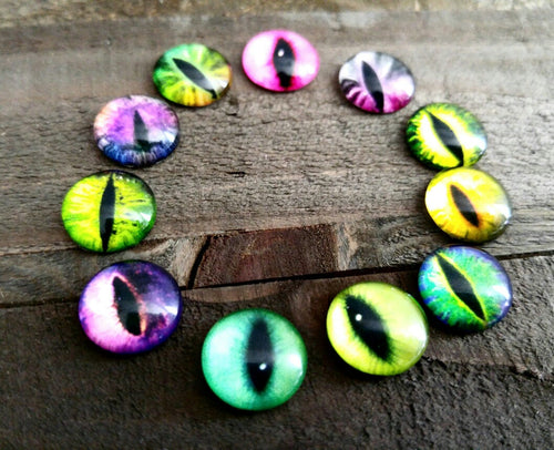 Eye Cabochons Round Glass Cabochons 12mm Flat Back Cabochons Dragon Eye Flatbacks Assorted 4pcs