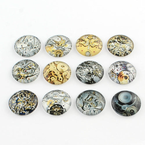 Glass Cabochons Circle Cabochons Steampunk Flat Backs Assorted Mix 20mm Glass Domes Flatbacks