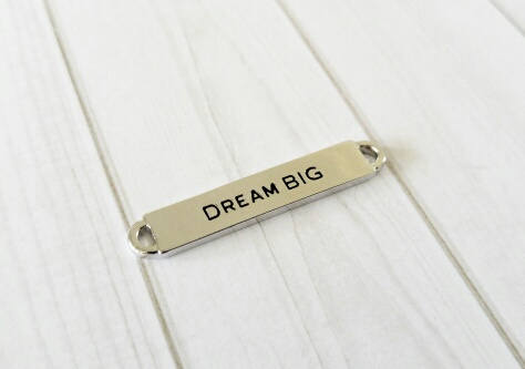 Quote Connector Word Connector DREAM BIG Word Band Quote Pendant Antiqued Silver 1 3/8
