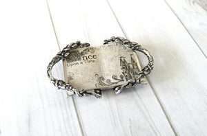 Fairy Tale Book Connector Pendant Once Upon a Time Book Pendant Link Antiqued Silver Vintage Style 2"