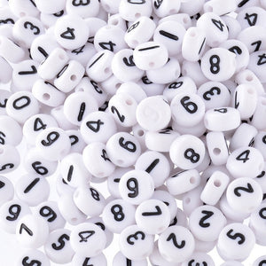 Number Beads Acrylic Beads Assorted Beads Mix White Black Beads Bulk Beads Wholesale Beads 500 pieces 7mm Random