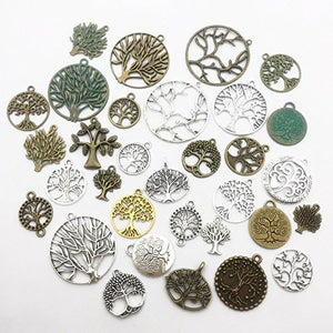 Tree of Life Charms Tree Pendants Assorted Charms Set BULK Charms Antiqued Silver Antiqued Bronze Tree Charms Gold Tree Pendants Patina 30pc