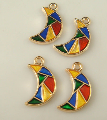 Moon Charms Gold Moon Charms Moon Pendants Crescent Moon Charm Enamel Charms Half Moon Charms 2pcs