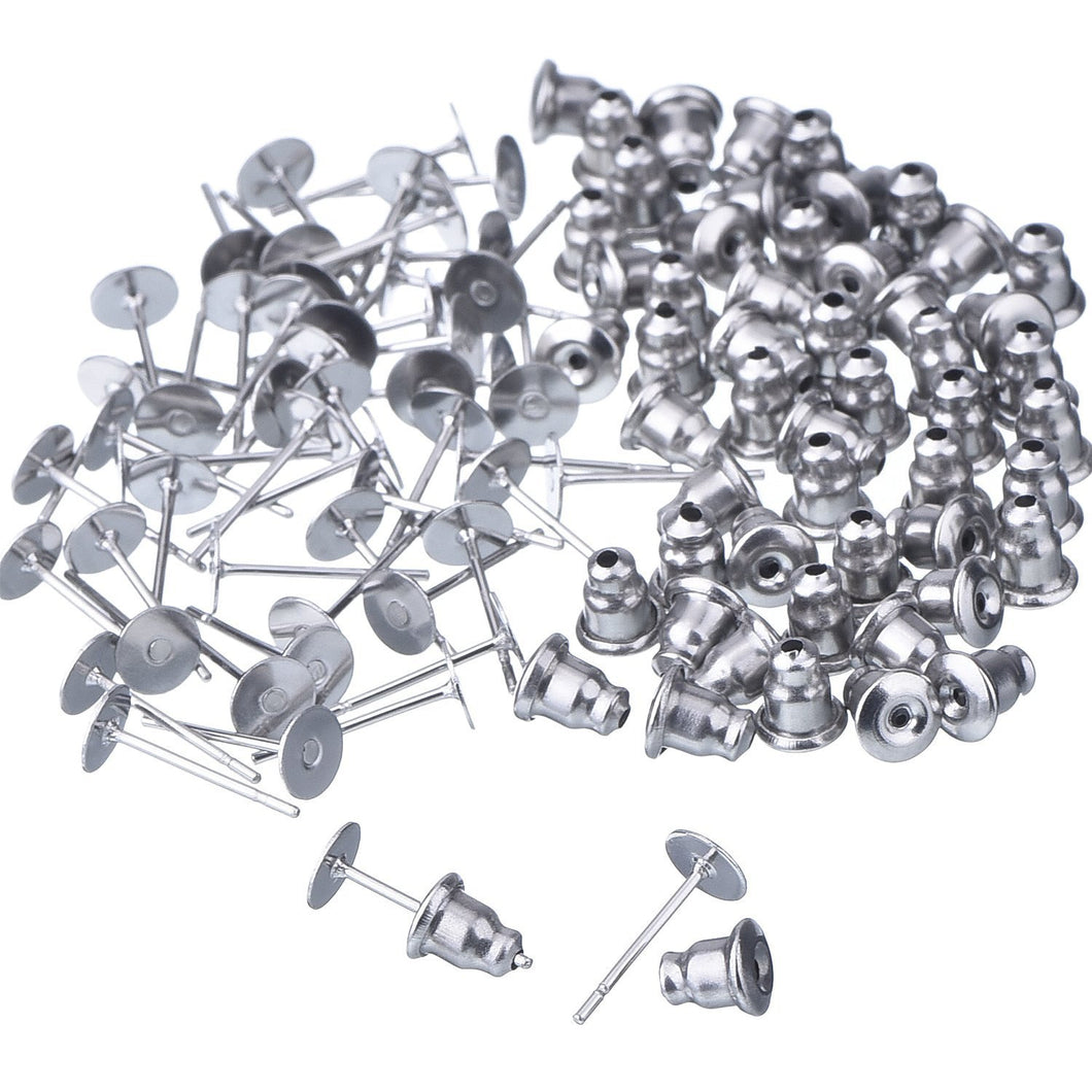 Earring Blanks Silver Earring Blanks Stainless Steel Blanks Silver Earring Pads Blank Earrings Wholesale Jewelry Supplies 100pc