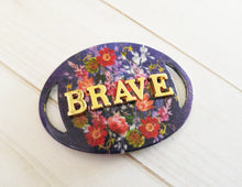 Load image into Gallery viewer, Word Connector Link Brave Pendant Word Band Quote Pendant Connector Gold Word Pendant Floral Pendant