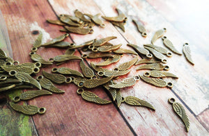 Angel Wing Charms Antiqued Bronze Angel Wings Bronze Charms 2 Sided Wings BULK Charms Wholesale Charms 17mm 100pcs