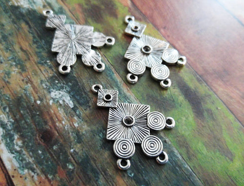 Chandelier Charms Silver Pendants Silver Earring Charms Chandelier Earrings Connector Pendants Silver Connectors Geometric Charms 4 pieces