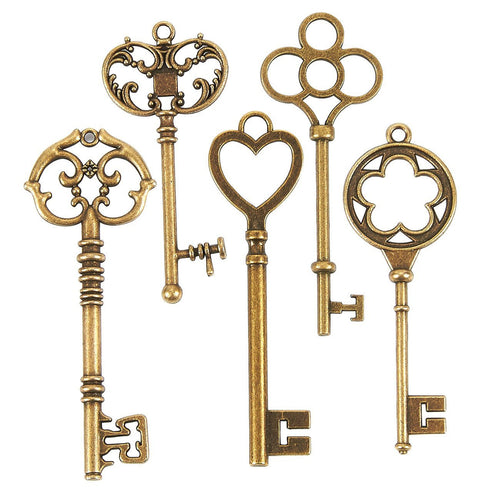 Big Skeleton Keys Key Pendants Antiqued Bronze Keys BULK Skeleton Keys Wholesale Keys Large Key Pendants Wholesale Pendants 48pcs 2 to 3
