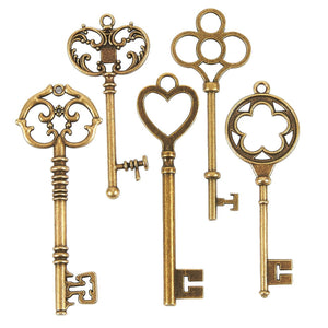 Big Skeleton Keys Key Pendants Antiqued Bronze Keys BULK Skeleton Keys Wholesale Keys Large Key Pendants Wholesale Pendants 48pcs 2 to 3"
