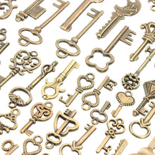 Load image into Gallery viewer, Skeleton Key Charms Key Pendants Antiqued Bronze Key Charms Steampunk Keys BULK Skeleton Keys Wholesale Keys Wholesale Charms 125pcs