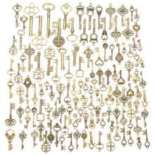 Load image into Gallery viewer, Skeleton Key Charms Key Pendants Antiqued Bronze Key Charms Steampunk Keys BULK Skeleton Keys Wholesale Keys Wholesale Charms 125pcs