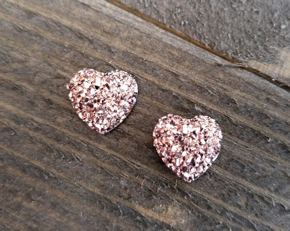 Heart Cabochons Resin Druzy Heart Resin Cabochon Resin Heart Flat Back Drusy Cabochon 13mm 4 pieces