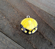 Load image into Gallery viewer, Butterfly Charm Butterfly Pendant Yellow Butterfly Wing Enamel Charm Silver Swallowtail Butterfly 23mm