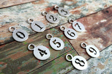 Load image into Gallery viewer, Number Charms Number Pendants Silver Number Charms Silver Charms Number Tags Number Charms 0 to 9