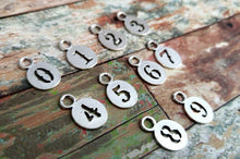 Load image into Gallery viewer, Number Charms Number Pendants Silver Number Charms Silver Charms Number Tags Number Charms 0 to 9 Set