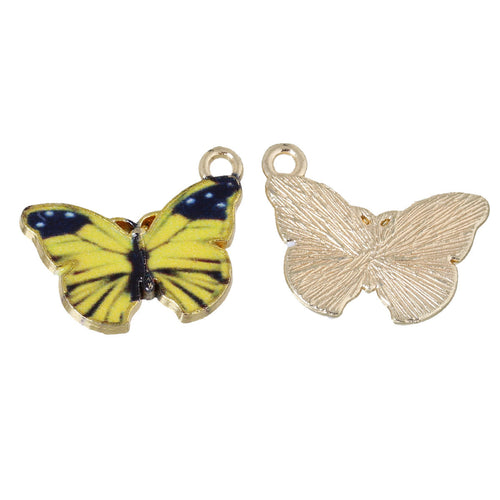 Butterfly Charms Enamel Charms Butterfly Pendants Swallowtail Charms Gold Charms Spring Garden Charms 2pcs