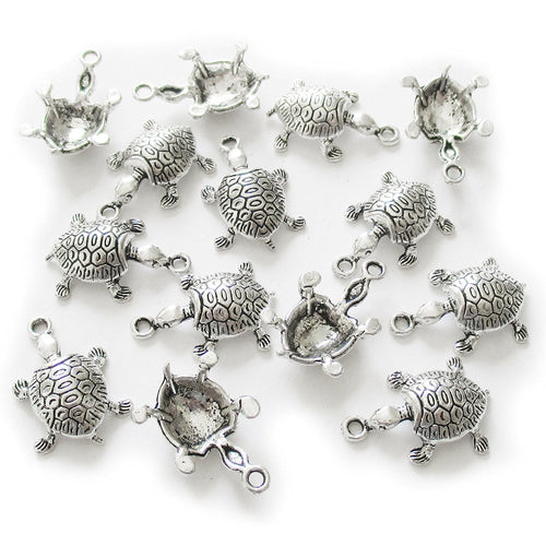 Turtle Charms Antiqued Silver Tortoise Charms BULK Charms Wholesale Charms Turtle Pendants Nautical Charms 40pcs