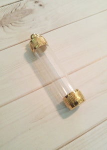 Glass Vial Pendant Small Glass Bottle Tube Vial Gold Twist Open Vial Glass Tube Pendant Glass Pendant 2 1/8" PREORDER