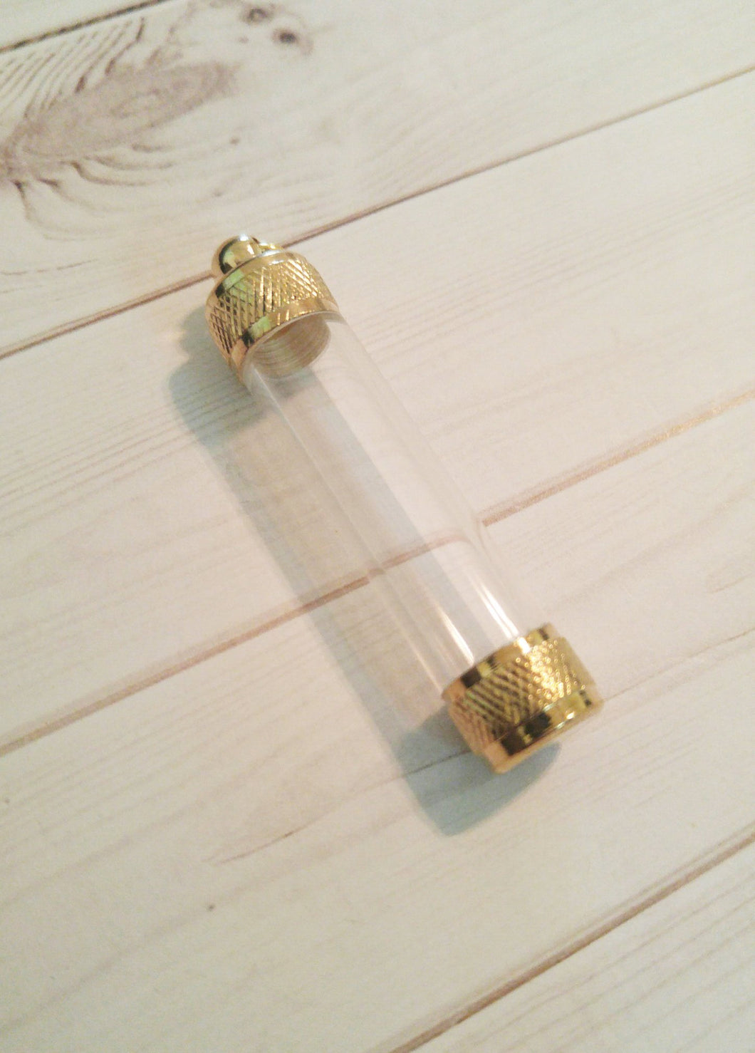 Glass Vial Pendant Small Glass Bottle Tube Vial Gold Twist Open Vial Glass Tube Pendant Glass Pendant 2 1/8