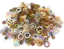 Load image into Gallery viewer, Bulk Gears Steampunk Gear Charms Gear Pendants Assorted Gears Cogs Steampunk Supplies Bronze Silver Gold 500 pieces