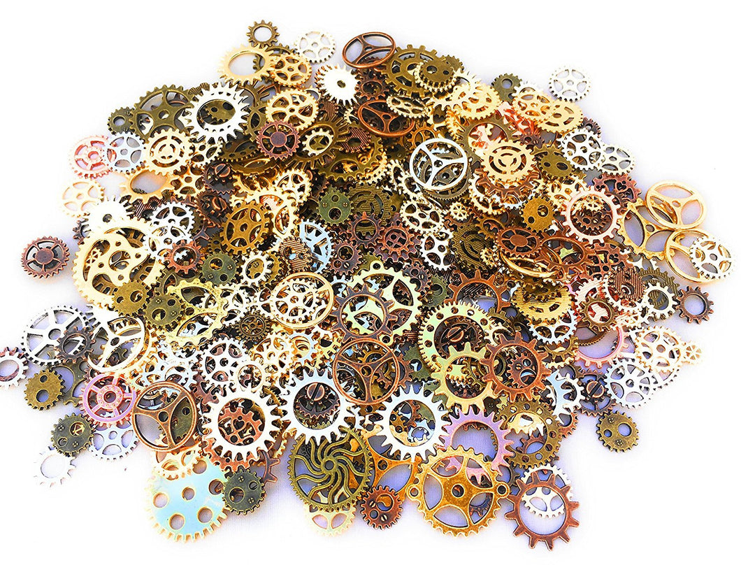 Bulk Gears Steampunk Gear Charms Gear Pendants Assorted Gears Cogs Steampunk Supplies Bronze Silver Gold 500 pieces