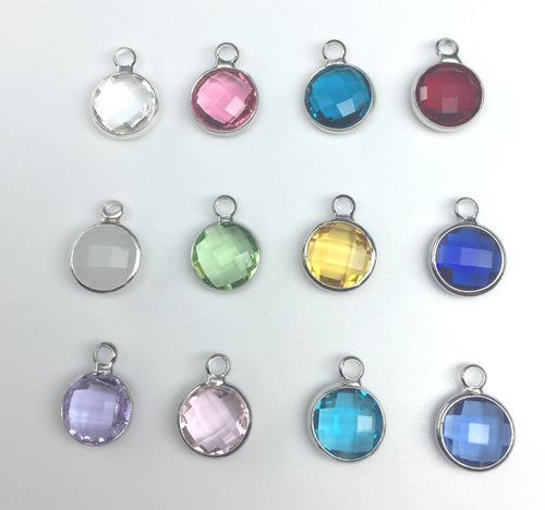 Birthstone Charms Sterling Silver Plated Charms Assorted Charms 8mm Birthstone Pendants Austrian Crystal Charms Birthstone Set 12pcs