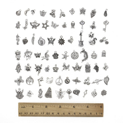 Assorted Charms Set Antiqued Silver Charms Silver Pendants Mixed Charms Wholesale Charms BULK Charms 100pcs