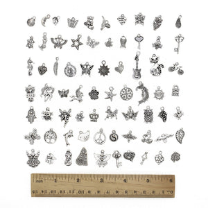 Assorted Charms Set Antiqued Silver Charms Silver Pendants Mixed Charms Wholesale Charms BULK Charms 100pcs