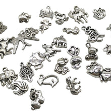 Load image into Gallery viewer, Animal Charms Animal Pendants Assorted Charms Antiqued Silver Charms Set Assorted Animal Charms BULK Charms Nature Charms 100pcs