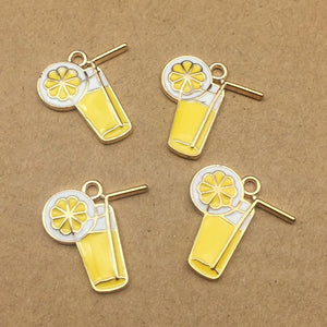 Lemonade Charms Gold Enamel Charms Drink Charms Summer Charms Lemonade Stand BULK Charms Wholesale Charms 10pcs