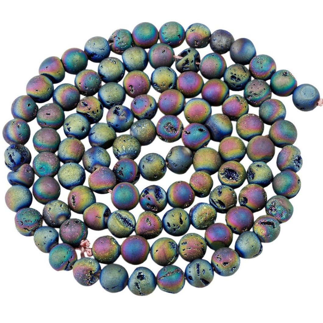 Druzy Gemstones Druzy Beads Real Geode Beads Round Beads Titanium Coated 8mm Beads BULK Beads Wholesale Beads 15