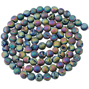 Druzy Gemstones Druzy Beads Real Geode Beads Round Beads Titanium Coated 14mm Beads BULK Beads Wholesale Beads 15"